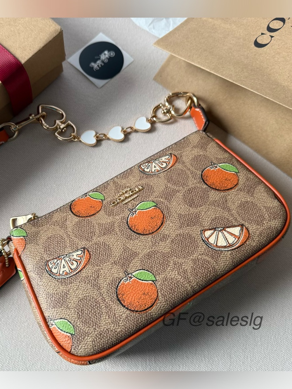 NWT Coach Nolita 19 Orange Print CAL27 Graduation Gift Set + a Chain Extender